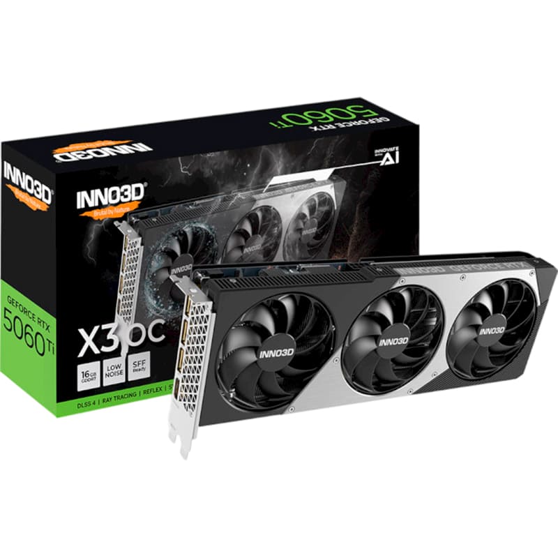 Відеокарта INNO3D GeForce RTX5060 Ti 16GB 128Bit 2407/28000MHz X3 OC (N506T3-16D7X-191073L) Об'єм вбудованої пам'яті, Гб 16