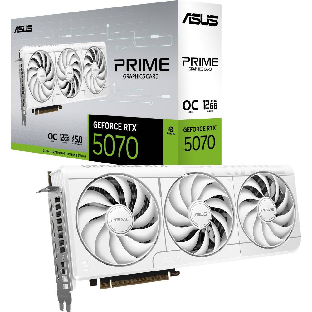 Зображення Відеокарта ASUS NVIDIA GeForce RTX 5070 12GB 192Bit (PRIME-RTX5070-O12G-WHITE)