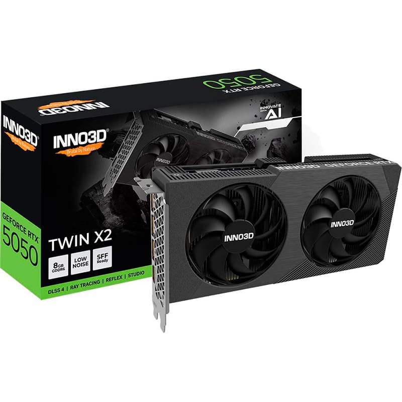 Відеокарта INNO3D GeForce RTX5050 8GB 128Bit 2317/20000MHz TWIN X2 (N50502-08D6-174071N) Об'єм вбудованої пам'яті, Гб 8