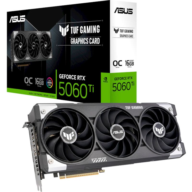 Замовити Відеокарта ASUS GeForce RTX 5060 TI 16GB 128bit 2662/28000MHz TUF Gaming OC Edition (TUF-RTX5060TI-O16G-GAMING)