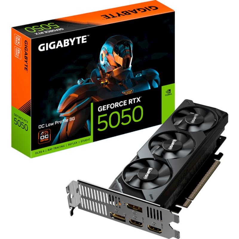 Замовити Відеокарта GIGABYTE GeForce RTX 5050 8GB 128bit 2572/20000MHz OC Low Profile (GV-N5050OC-8GL)