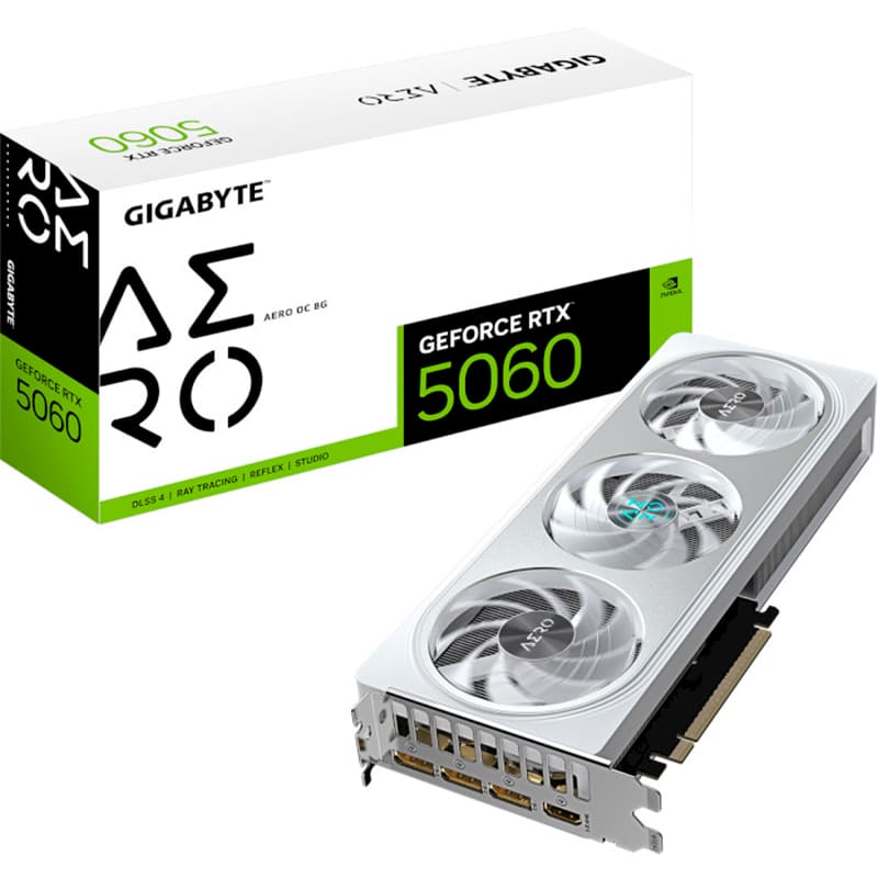 Изображение Видеокарта GIGABYTE GeForce RTX 5060 8GB 128bit 2497/28000MHz Aero OC (GV-N5060AERO OC-8GD)