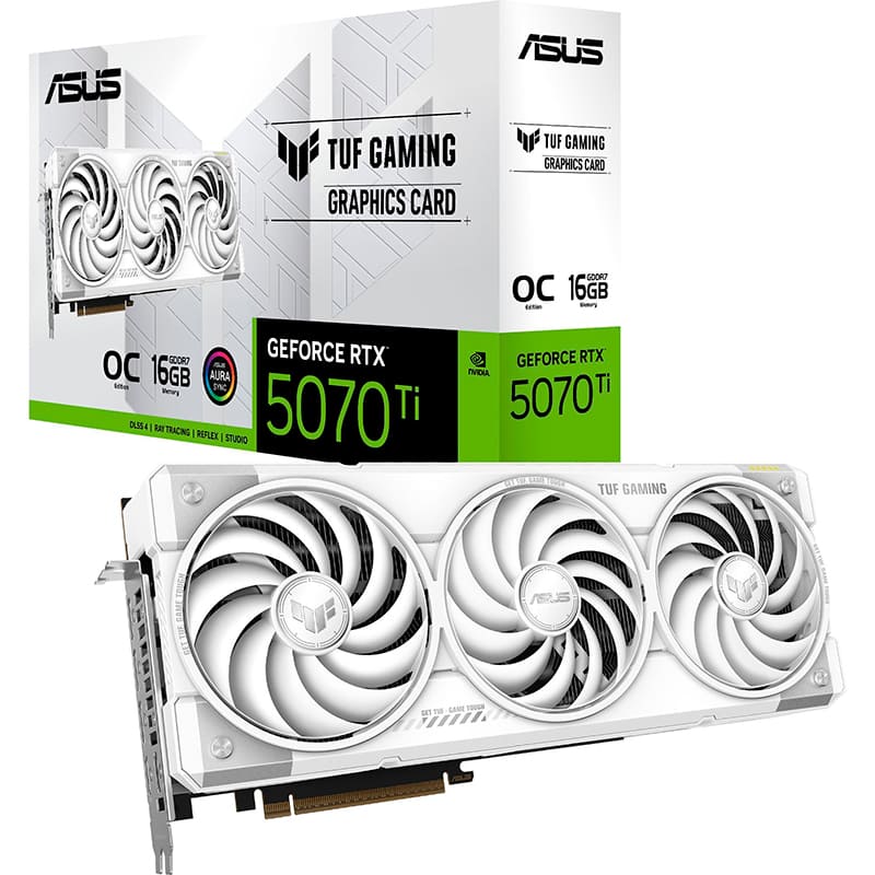 Видеокарта ASUS GeForce RTX 5070 Ti 16GB 256bit 2588/28000MHz TUF Gaming OC White (TUF-RTX5070TI-O16G-WHITE-GAMING) Производитель чипа nVidia