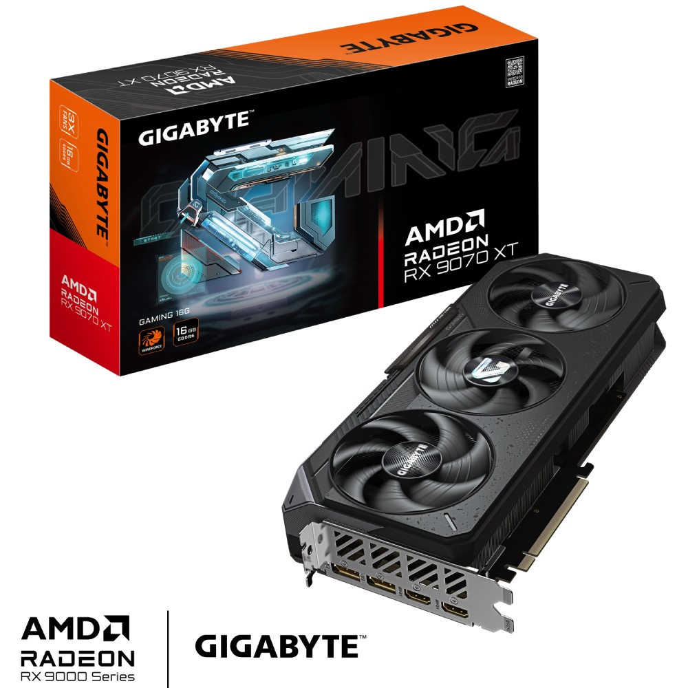 Изображение Видеокарта GIGABYTE Radeon RX 9070 XT 16GB 256bit 2400/20000MHz GAMING (GV-R9070XTGAMING-16GD)