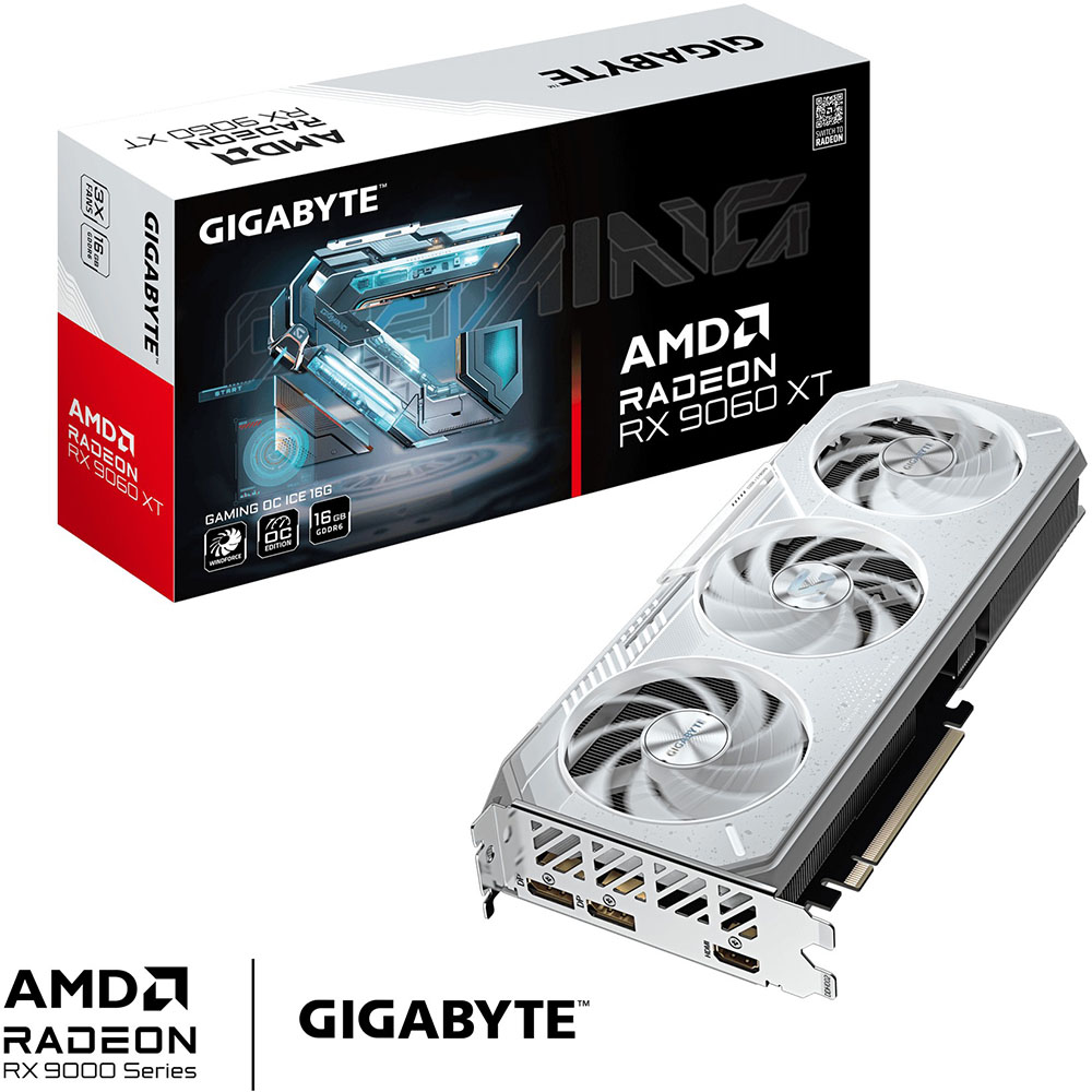 Изображение Видеокарта GIGABYTE Radeon RX9060XT 16Gb 128bit 2780/20000MHz (GV-R906XGAMINGOCICE-16GD)