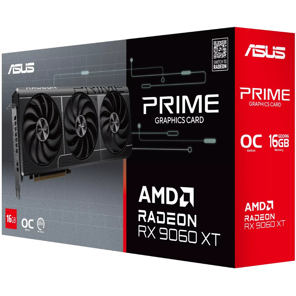 Изображение Видеокарта ASUS Radeon RX 9060 XT 16GB 128bit 3310/20000MHz Prime OC (PRIME-RX9060XT-O16G)