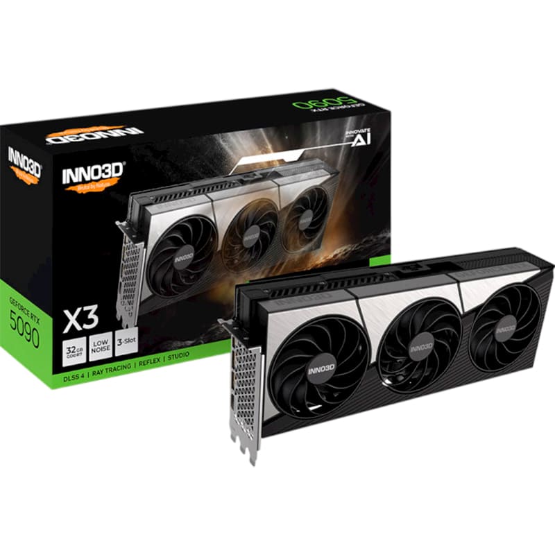 Внешний вид Видеокарта INNO3D GeForce RTX5090 32GB 512bit 2017/28000MHz X3 (N50903-32D7-17593928)