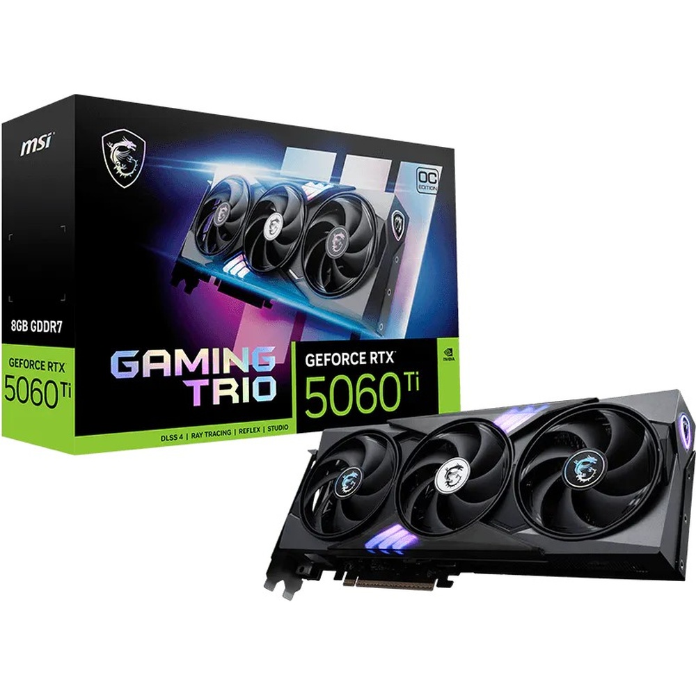 Фото Видеокарта MSI GeForce RTX 5060 Ti 8Gb 128bit 2647MHz (RTX 5060 Ti 8G GAMING TRIO OC)