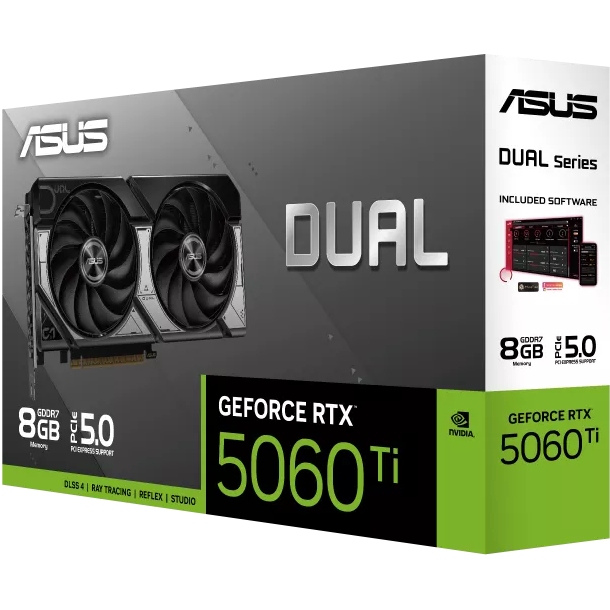 Замовити Відеокарта ASUS NVIDIA GeForce RTX 5060 Ti 8GB GDDR7 128bit 2572/28000Hz (DUAL-RTX5060TI-8G)