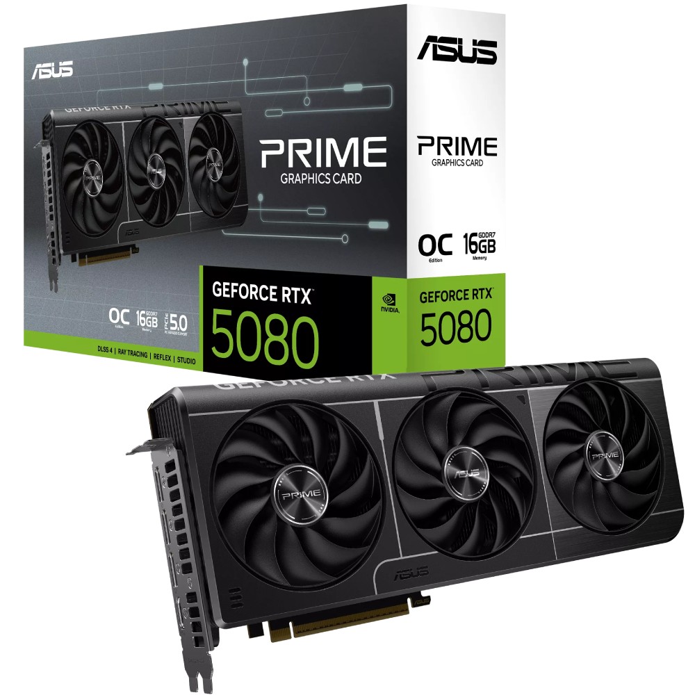 В Фокстрот Видеокарта ASUS NVIDIA RTX 5080 16Gb 256Bit 2655/30000MHz (PRIME-RTX5080-O16G)