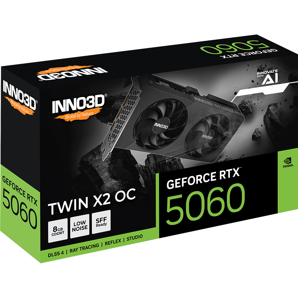 Замовити Відеокарта INNO3D GeForce RTX5060 8Gb 128Bit 2280/28000MHz (N50602-08D7X-195071N)