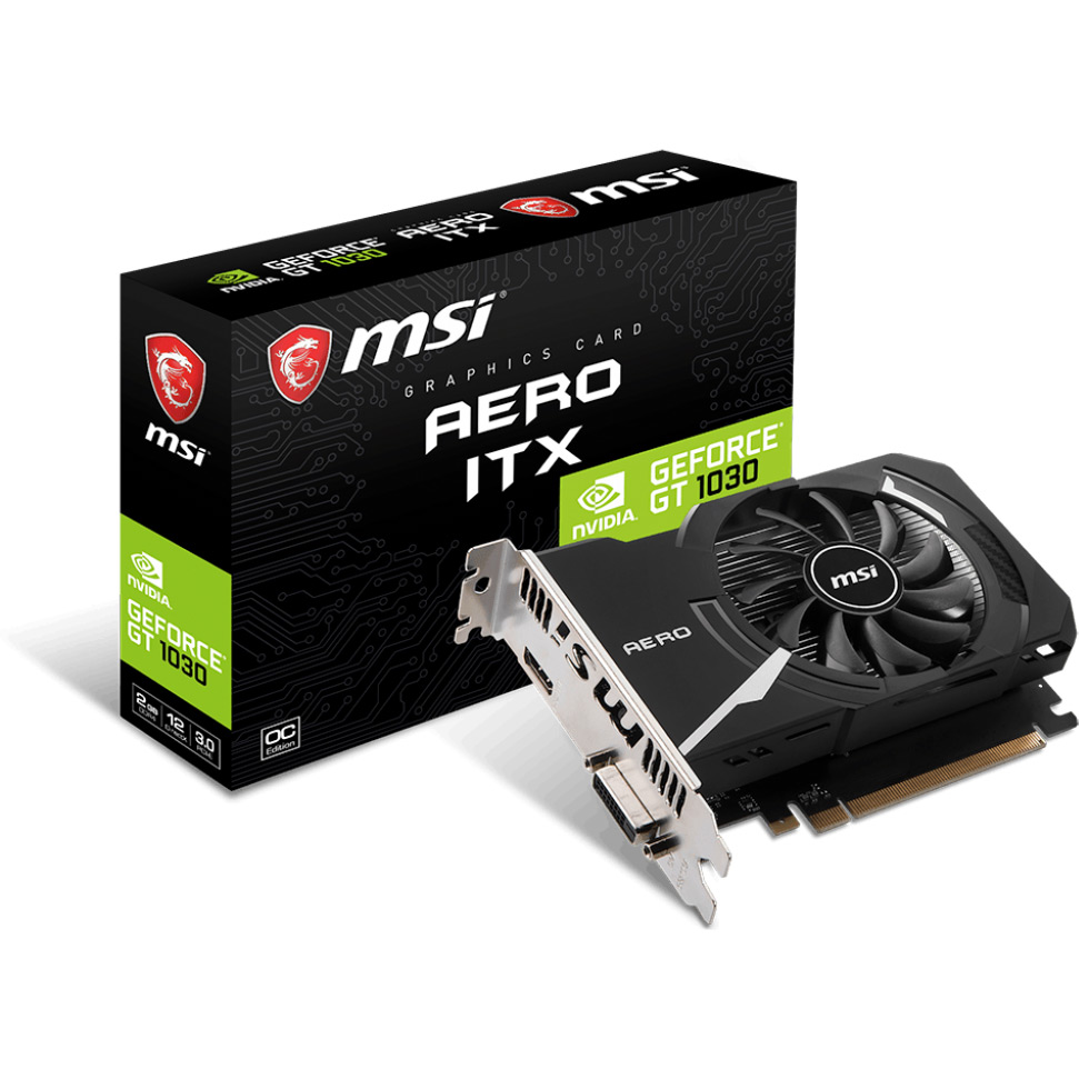 Фото 4 Видеокарта MSI GeForce GT1030 2GB 64Bit 1189/2100MHz (GT 1030 AERO ITX 2GD4 OC)