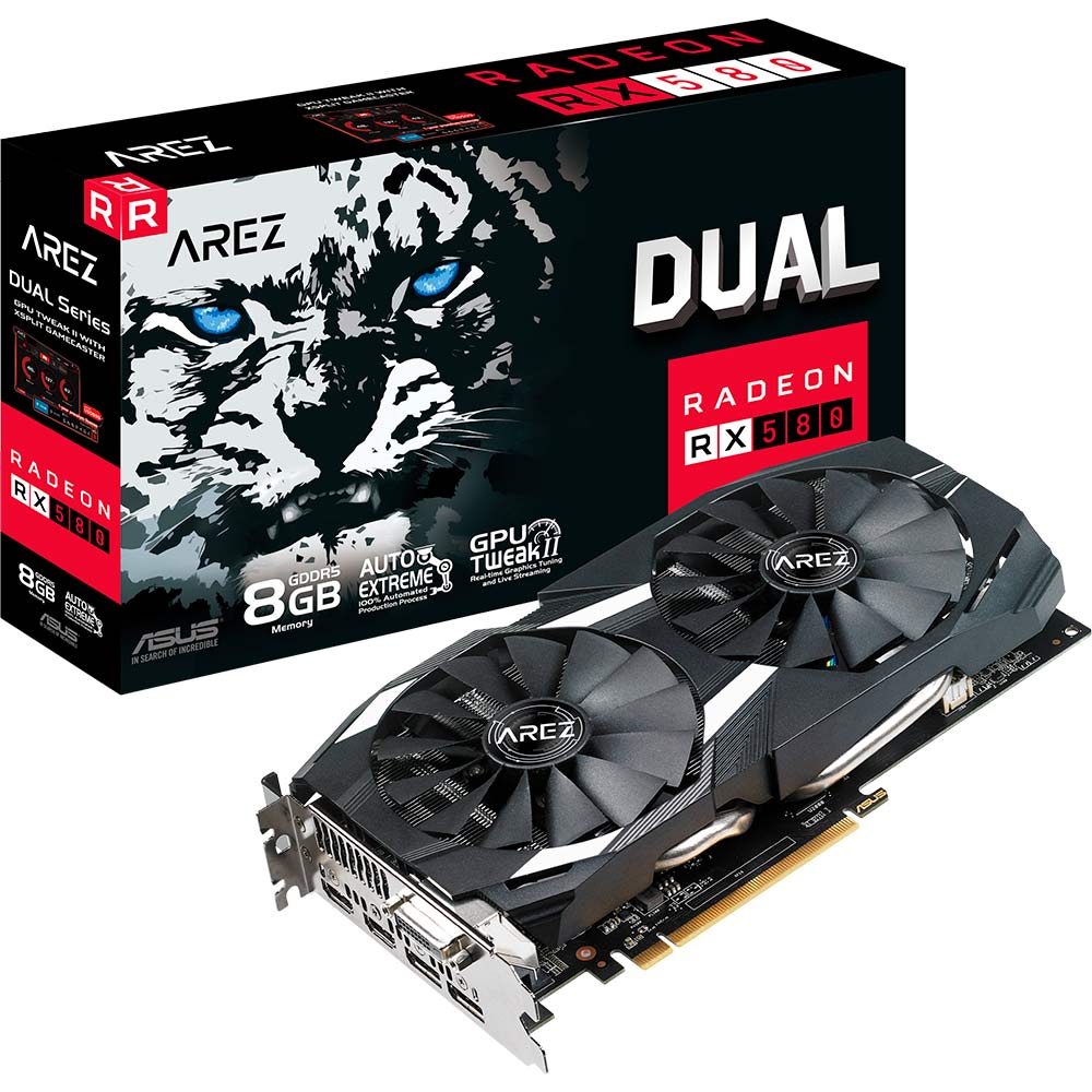 Зовнішній вигляд Відеокарта ASUS Radeon RX580 8GB 256Bit 1360/8000Mhz (DUAL-RX580-8G)