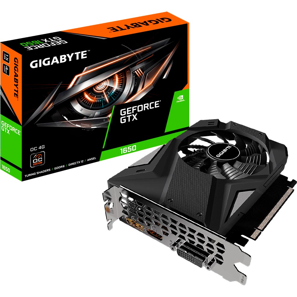 Зовнішній вигляд Відеокарта GIGABYTE GeForce GTX1650 4GB 128Bit 1635/12000Mhz (GV-N1656OC-4GD)