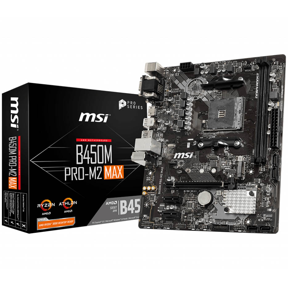 Материнская плата MSI B450M PRO-M2 MAX Поддерживаемые процессоры 1st, 2nd and 3rd Gen AMD Ryzen