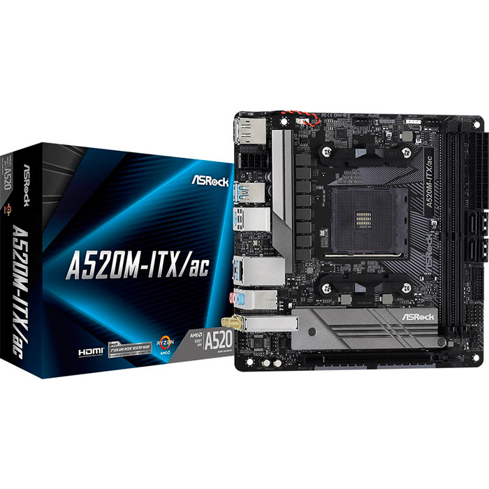 Материнська плата ASROCK A520M-ITX/AC Сокет AMD AM4