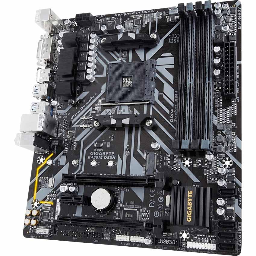 Материнская плата GIGABYTE B450M DS3H Частота работы памяти 3600, 3466, 3200, 2933, 2667, 2400, 2133