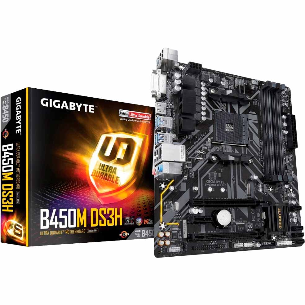 Материнская плата GIGABYTE B450M DS3H Поддерживаемые процессоры Ryzen 1-го и 2-го поколений / Ryzen с графикой Radeon Vega