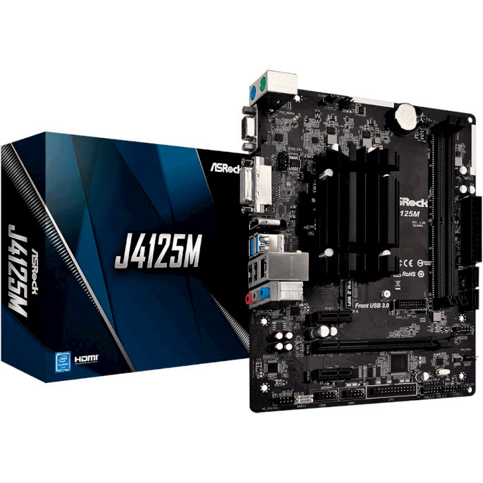Материнская плата ASROCK J4125M CPU Quad-Core (2.7Hz) Назначение для настольного компьютера