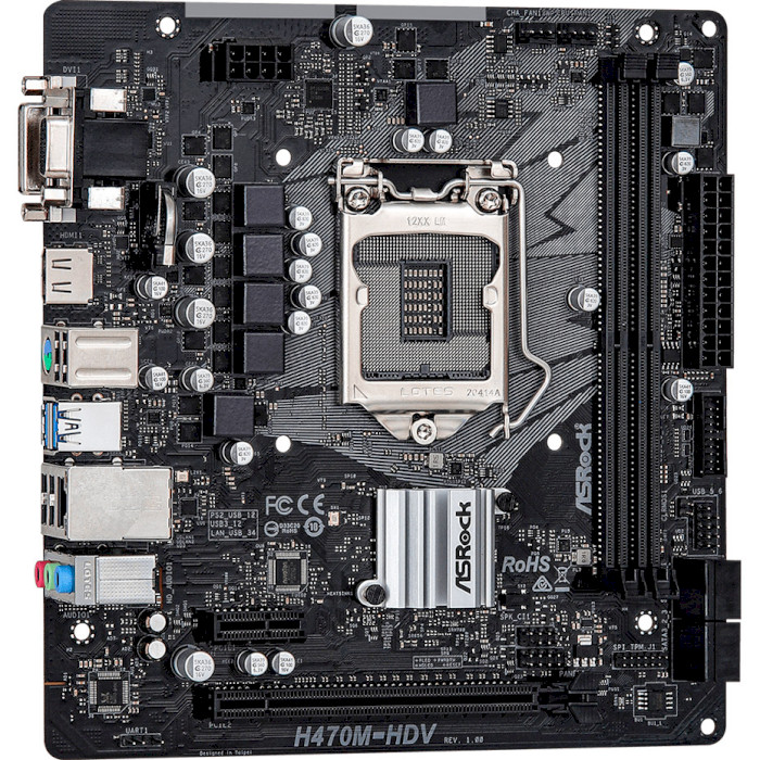 Материнская плата ASROCK H470M-HDV mATX Поддерживаемые процессоры 10-е и 11-е поколение Intel Core i9/i7/i5/i3/Pentium/Celeron