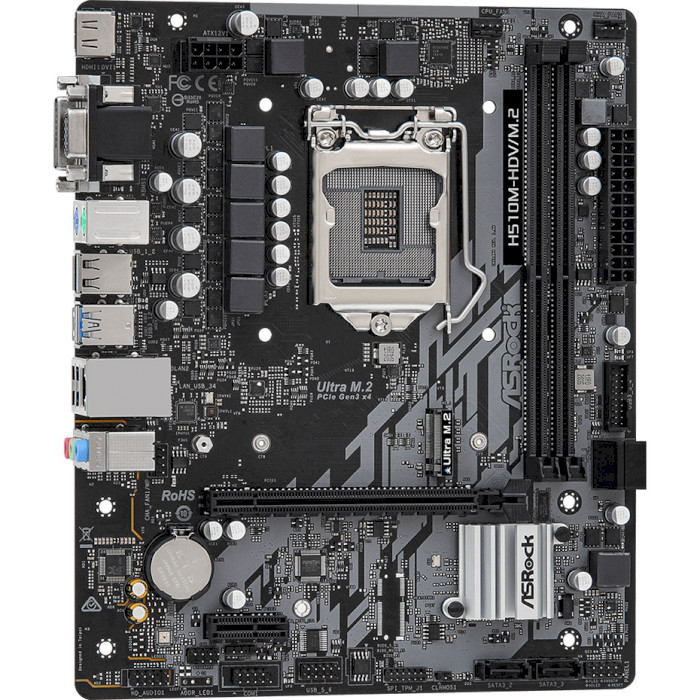 Материнська плата ASROCK H510M-HDV / M. 2 mATX Підтримувані процесори 10-е и 11-е поколение Intel Core i9/i7/i5/i3/Pentium/Celeron