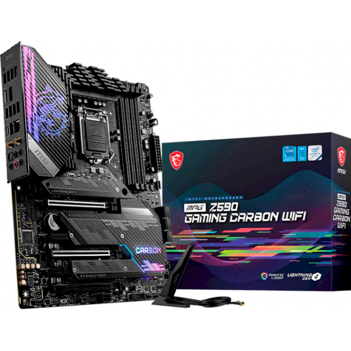 

Материнская плата MSI MPG Z590 Gaming Carbon WIFI 1200, MPG Z590 Gaming Carbon WIFI 1200