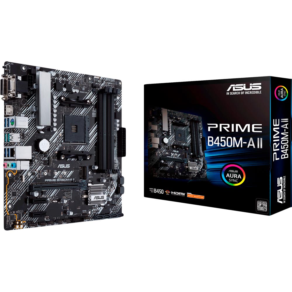 Материнская плата Asus Prime B450M-A II Поддерживаемые процессоры AMD Ryzen 1-го, 2-го и 3-го поколения/Ryzen с графическим ядром Radeon Vega/AMD Athlon с графическим ядром Radeon Vega