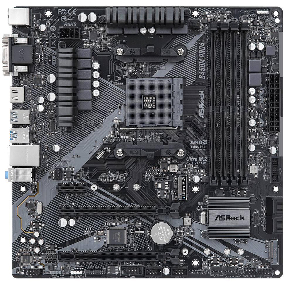 

Материнская плата ASROCK B450M PRO4 R2.0, B450M PRO4 R2.0