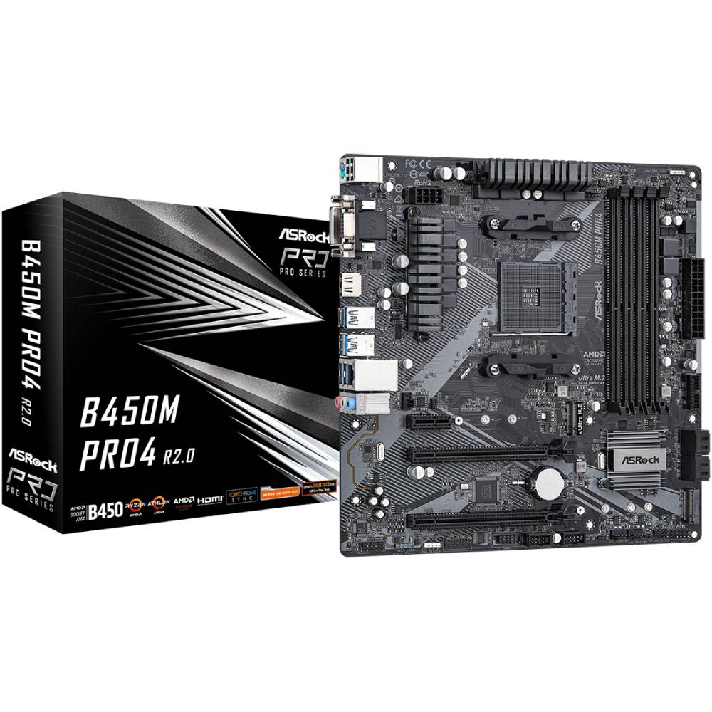 Материнська плата ASROCK B450M PRO4 R2.0 Чіпсет AMD B450