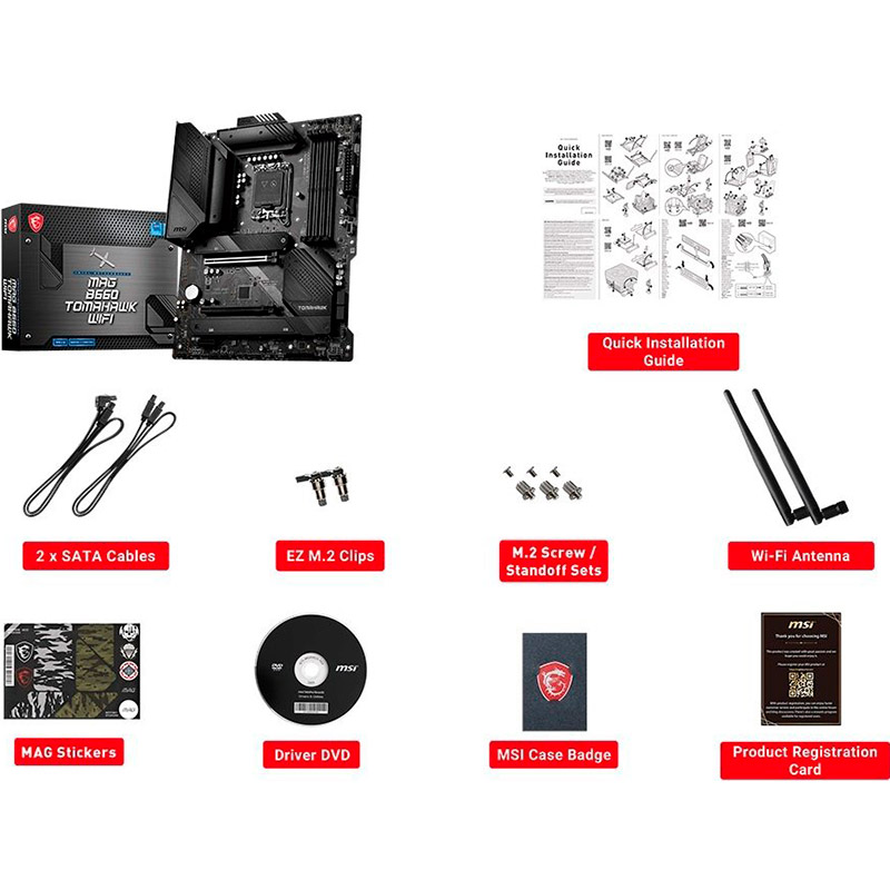 Материнська плата MSI B660 TOMAHAWK WIFI Підтримувані процесори 12th Gen Intel Core, Pentium Gold and Celeron processors