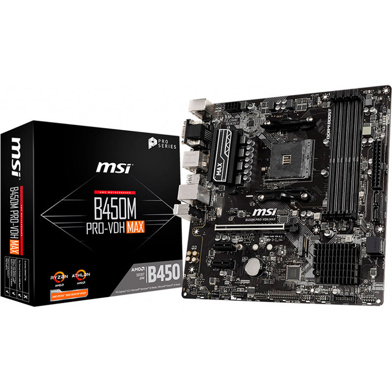 Материнская плата MSI B450M PRO-VDH MAX Поддерживаемые процессоры AMD Ryzen 1-го, 2-го и 3-го поколения