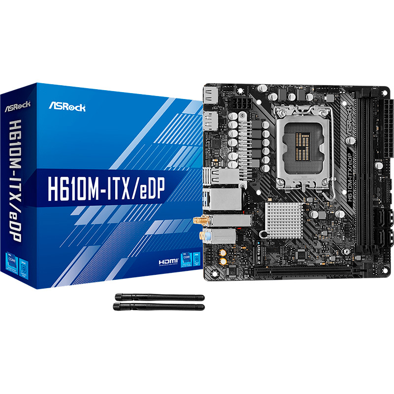 Материнська плата ASROCK H610M-ITX/eDP, 1700/H610, miniITX Сокет Intel 1700