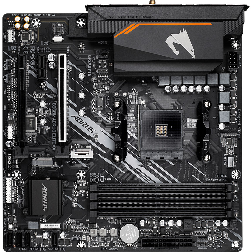 Материнская плата GIGABYTE B550M Aorus Elite AX Назначение для настольного компьютера