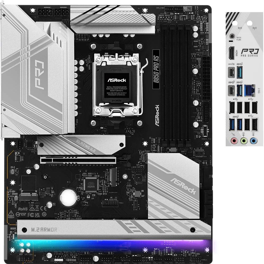 Материнcкая плата ASROCK sAM5 AMD 4xDDR5 (B850 PRO RS) Чипсет AMD B850