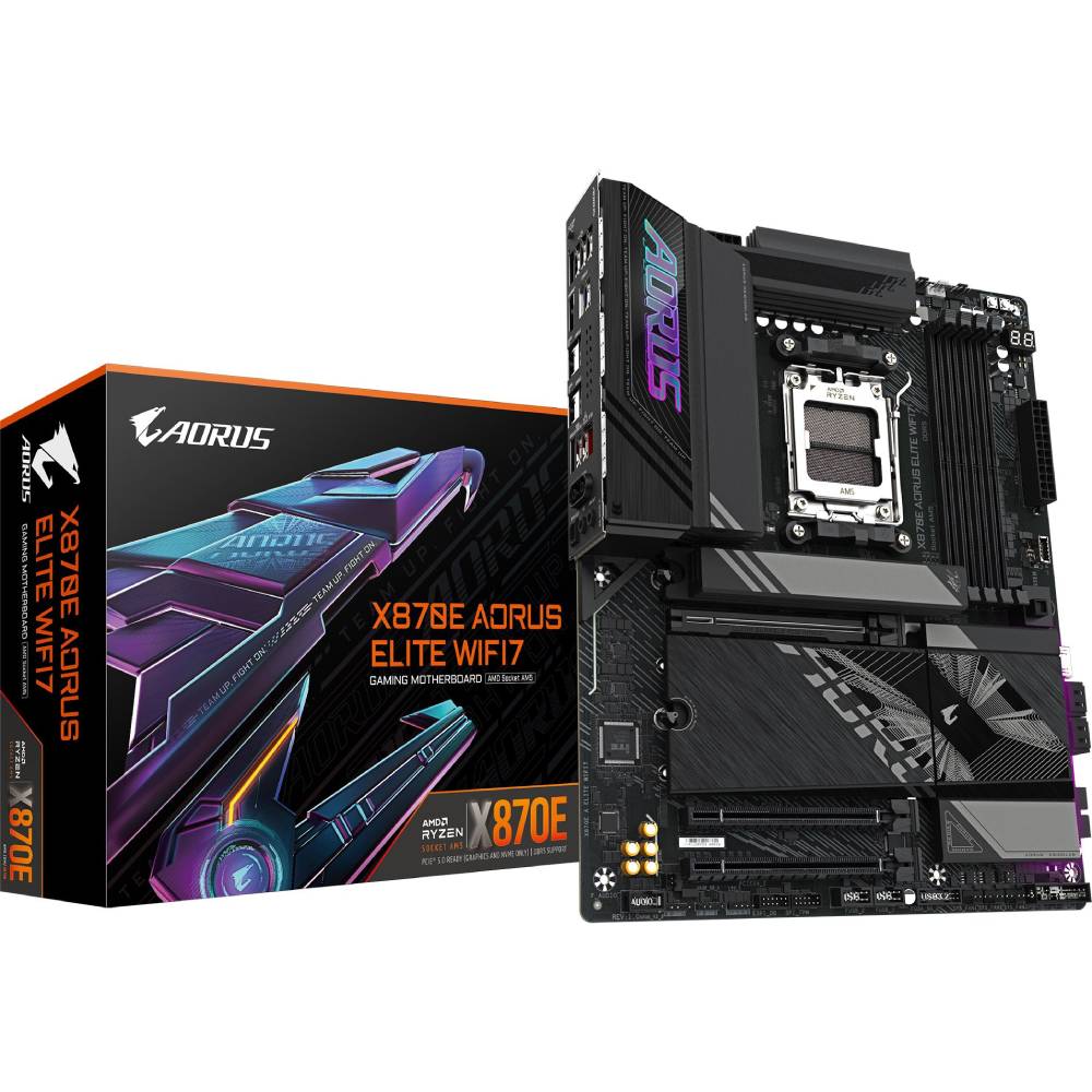 Материнська плата GIGABYTE AORUS sAM5 AMD ATX (X870E A ELITE WIFI7) Чіпсет AMD X870E