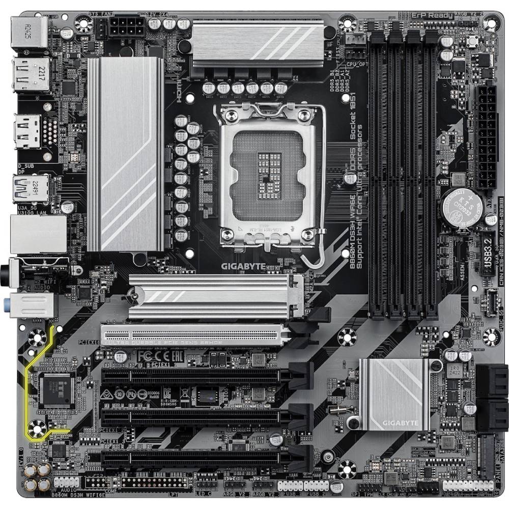 Материнская плата GIGABYTE s1851 4xDDR5 M.2 BT HDMI DP mATX (B860M_DS3H_WIFI6E) Материнская плата GIGABYTE s1851 4xDDR5 M.2 BT HDMI DP mATX (B860M_DS3H_WIFI6E)