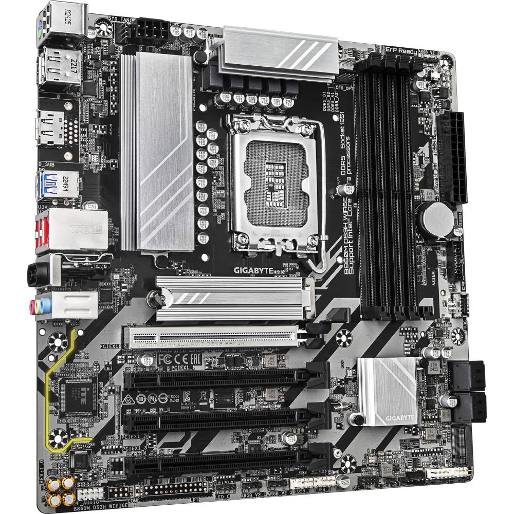 Материнская плата GIGABYTE s1851 4xDDR5 M.2 BT HDMI DP mATX (B860M_DS3H_WIFI6E) Назначение для настольного компьютера