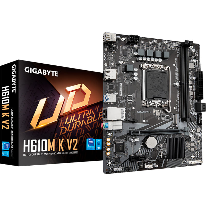 Материнская плата GIGABYTE H610M K V2 Поддерживаемые процессоры Intel Core 14-го, 13-го и 12-го поколения