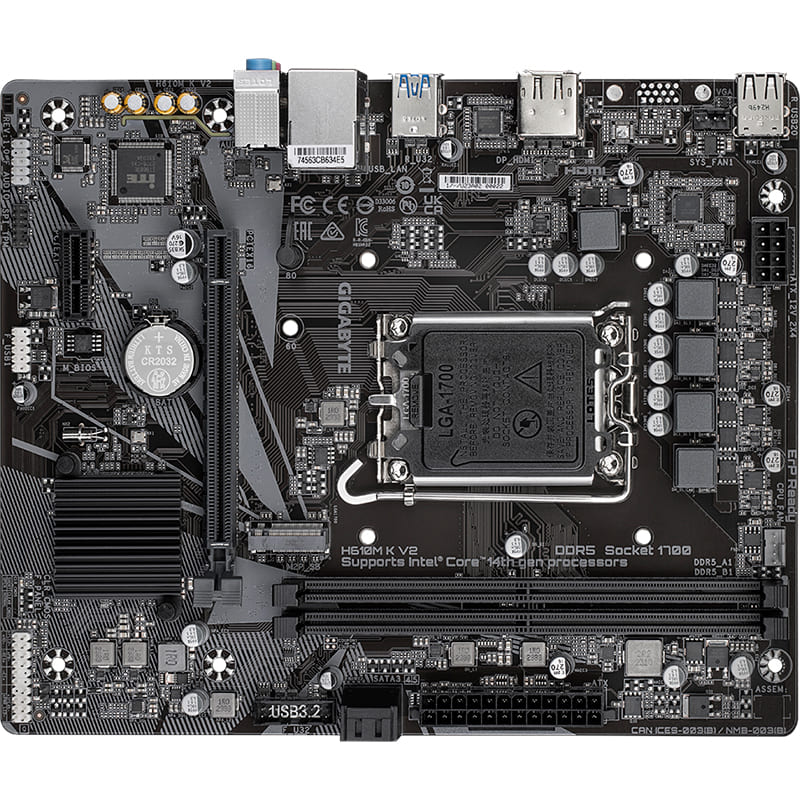 Материнская плата GIGABYTE H610M K V2 Назначение для настольного компьютера
