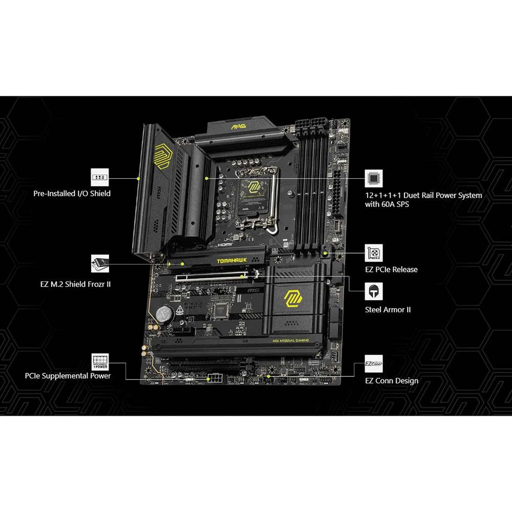 Зовнішній вигляд Материнська плата MSI MAG B860 Tomahawk WiFi Socket 1851 (MAG B860 TOMAHAWK WIFI)