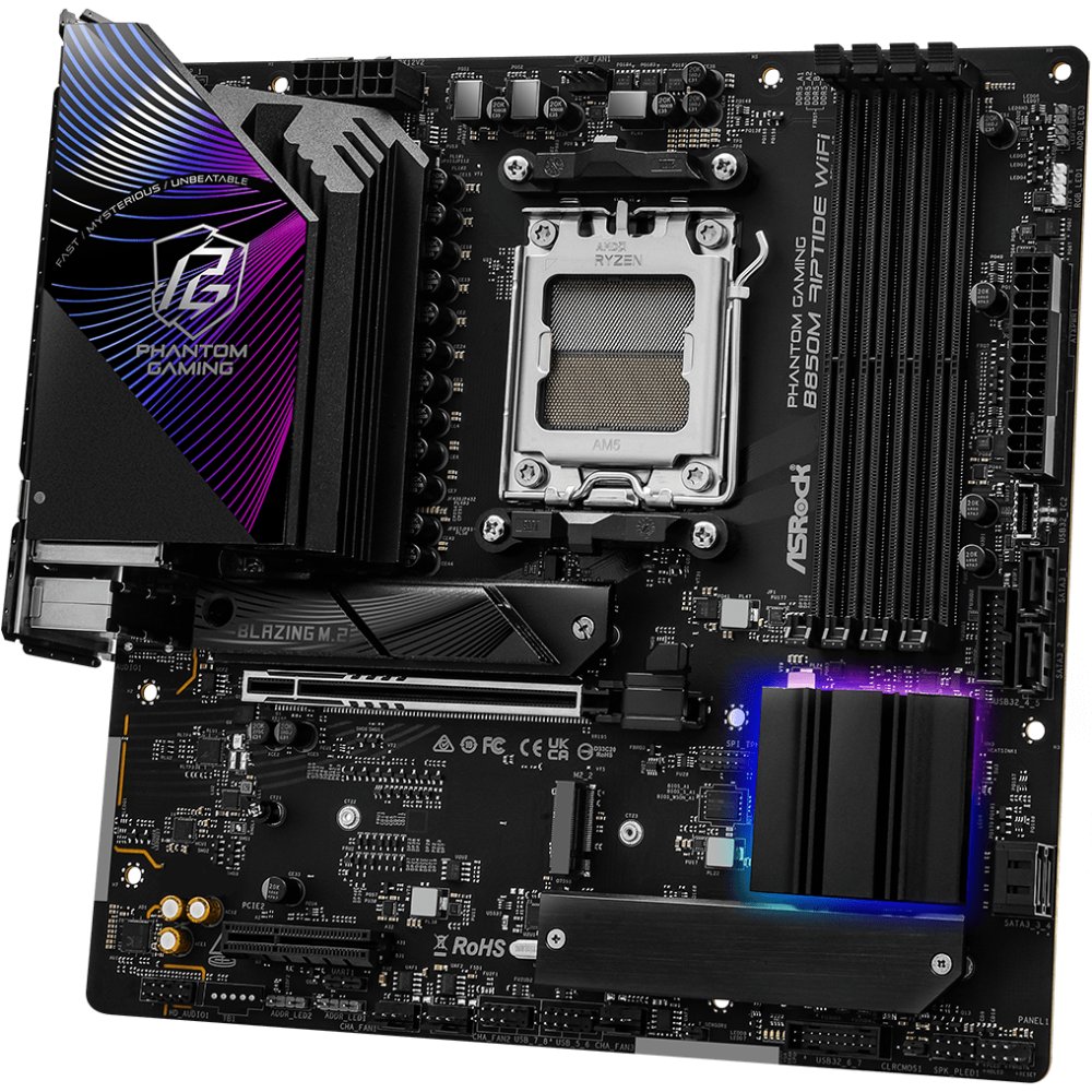 Материнська плата ASROCK B850M RIPTIDE WIFI Поддерживаемые процессоры AMD Socket AM5 Ryzen 9000, 8000, 7000 Series