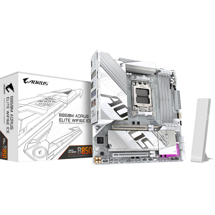 Внешний вид Материнская плата GIGABYTE B850M AORUS ELITE WIFI6E ICE