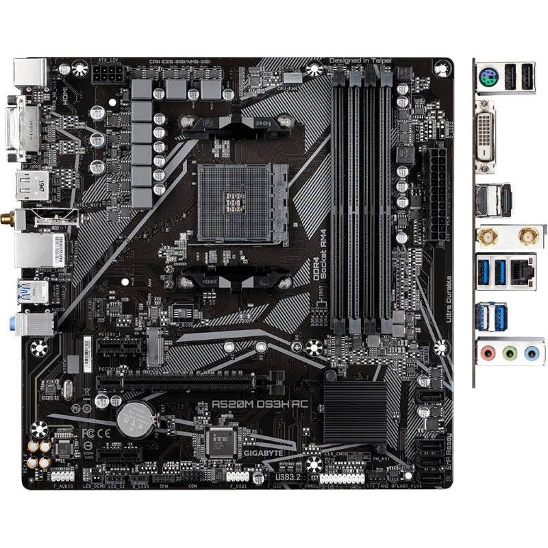 Материнская плата GIGABYTE A520M DS3H AC Назначение для настольного компьютера