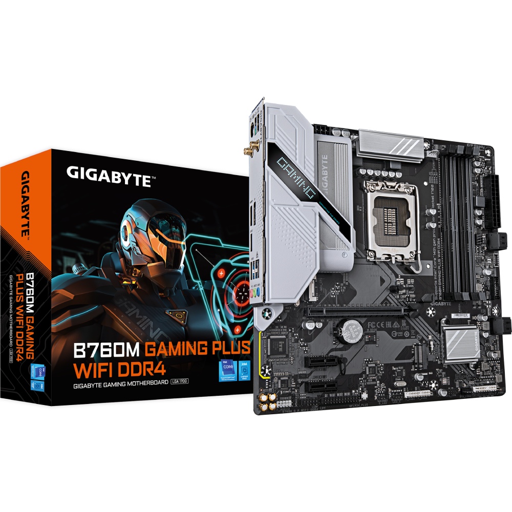 Материнська плата GIGABYTE B760M GAMING PLUS WIFI DDR4 Підтримувані процесори Intel Core 14-го, 13-го и 12-го поколения под сокет LGA1700