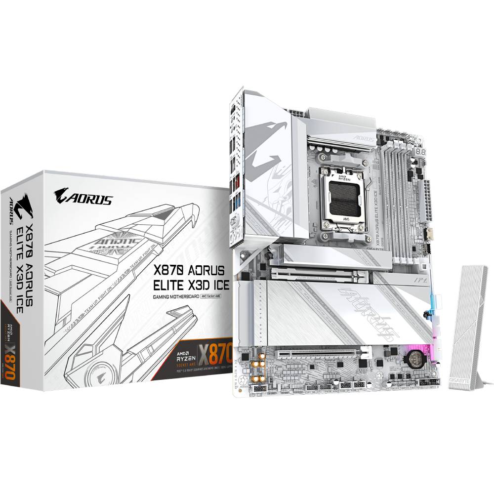 Материнская плата GIGABYTE X870 A ELITE X3D ICE Поддерживаемые процессоры AMD Ryzen 9000 / 8000 / 7000 серии