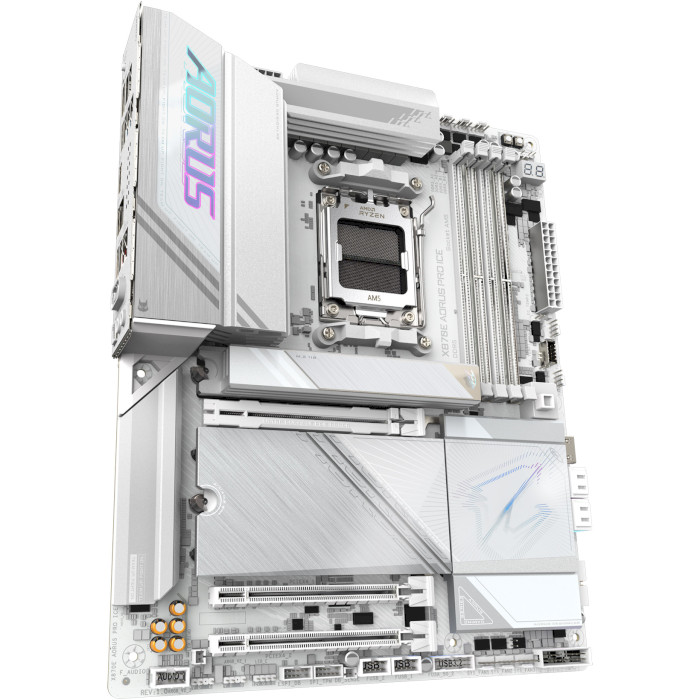 Материнская плата GIGABYTE sAM5 4xDDR5 (X870E_AORUS_PRO_ICE) Разъемов на задней панели USB 4 Gen 3 x 2 Type-C  2