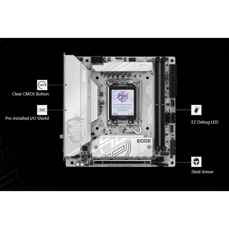 Материнська плата MSI MPG B860I EDGE TI WIFI Сокет Intel 1851
