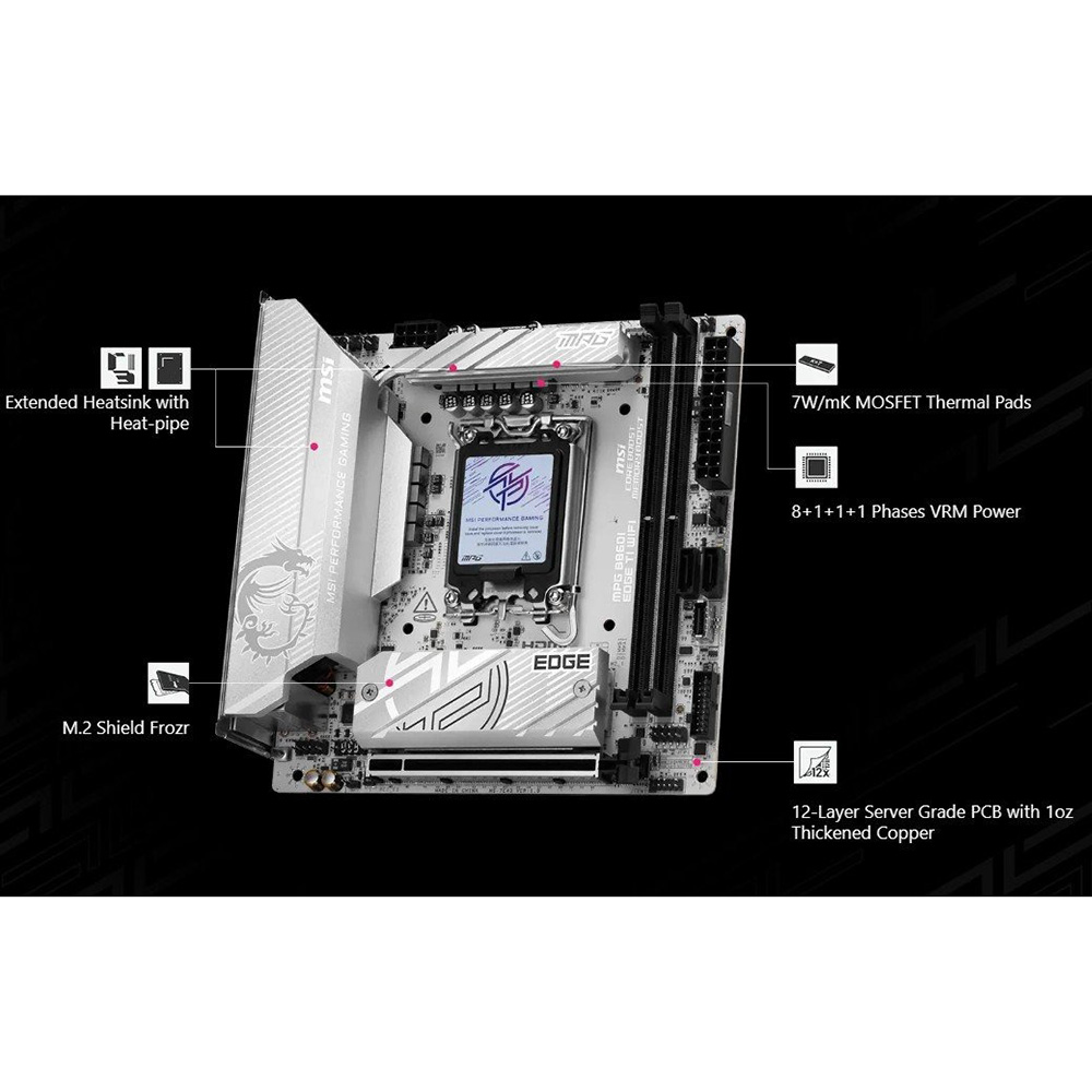 Материнська плата MSI MPG B860I EDGE TI WIFI Частота роботи пам'яті 8600 – 6400