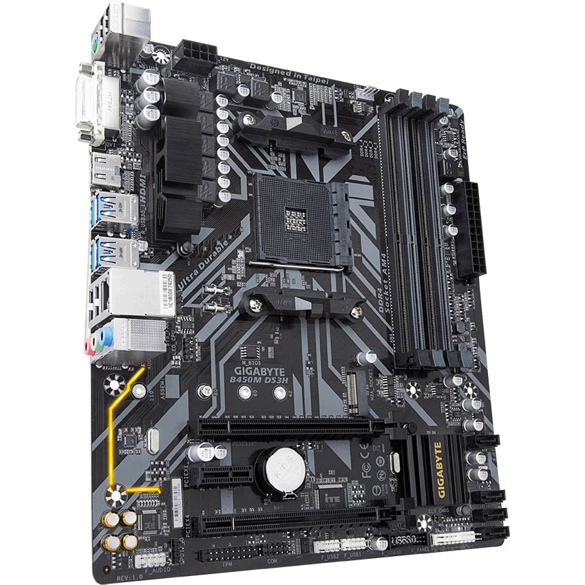 Материнская плата GIGABYTE B450M DS3H Назначение для настольного компьютера