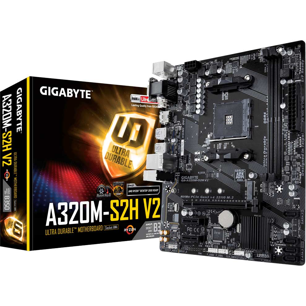 Материнская плата GIGABYTE GA-A320M-S2H V2 Поддерживаемые процессоры Ryzen / 7-е поколение A-серии / Athlon